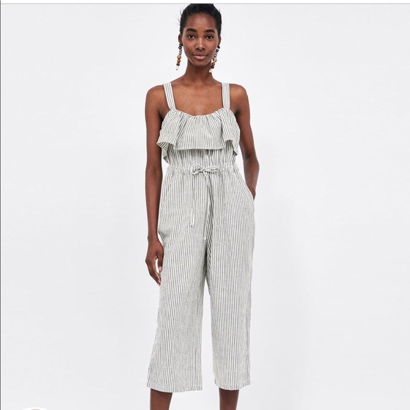 Zara Dresses | Bnwt Striped Jumpsuit W 